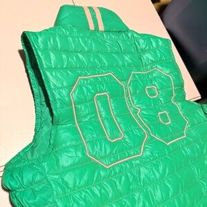 Green Puffer Vest with 08 Design and AKA Crest
